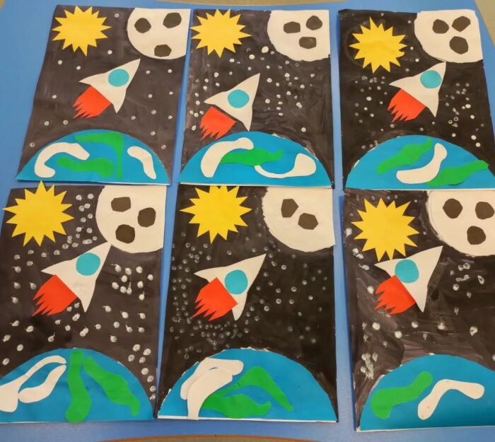 Аппликация с элементами рисования «Полёт в космос» (5)