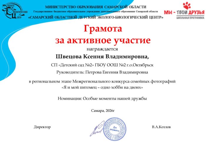 Швецова Ксения Владимировна